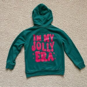 Art Class Girls’ Fleece Hoodie “In My Jolly Era" | Dark Green | Size Medium